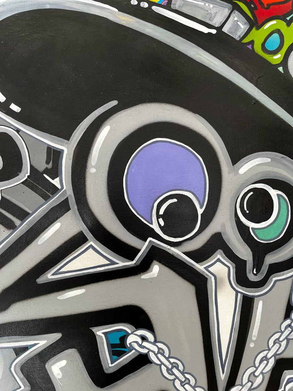 Tableau de GUTI a pour titre LOVE IS LIFE style graffiti, street art dim : GUTIprix:700