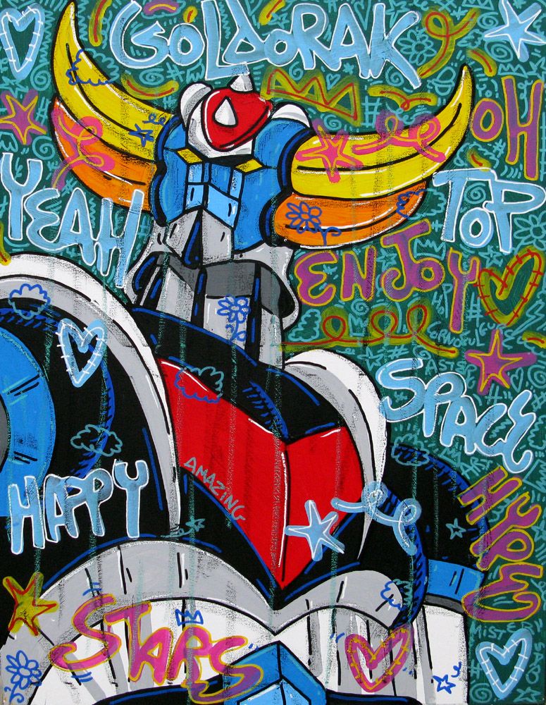 Tableau de RICO SAB a pour titre Goldorak Go ! style street pop art dim : RICO SABprix:450