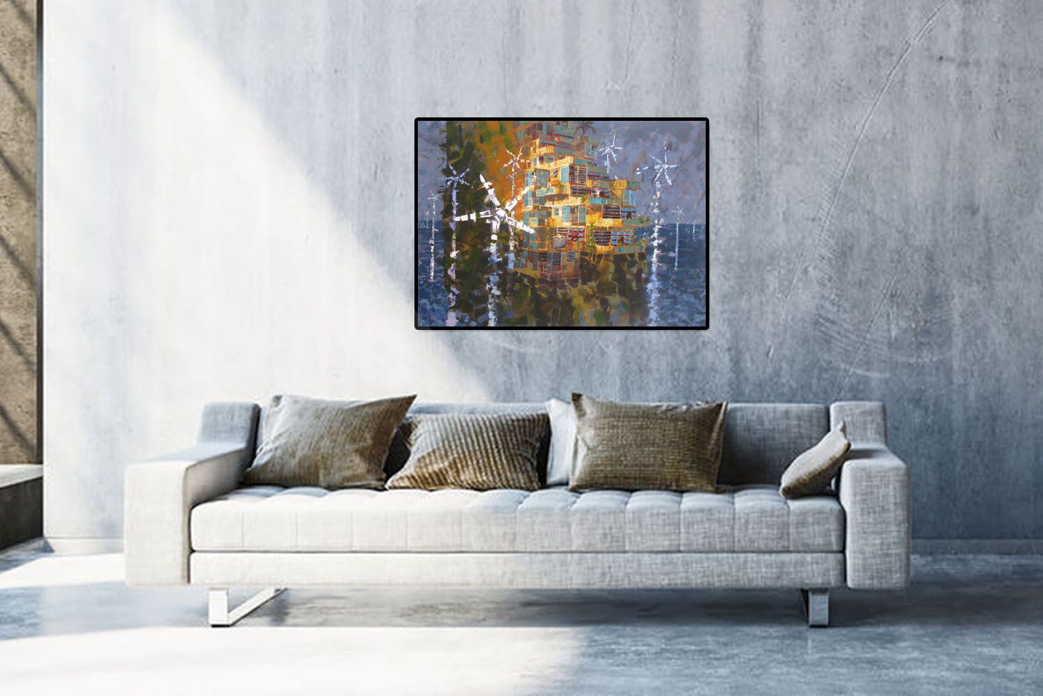 Tableau de HEATON RUDYARD a pour titre ECO CITY style figuratif dim : HEATON RUDYARDprix:2200