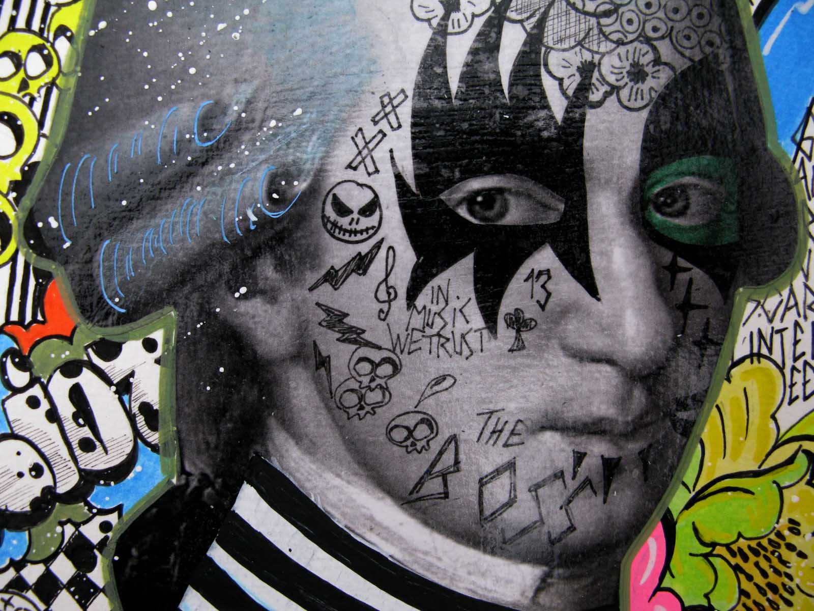 Dessin de LN LE PAPE a pour titre In music we trust style graphique dim : LN LE PAPEprix:80