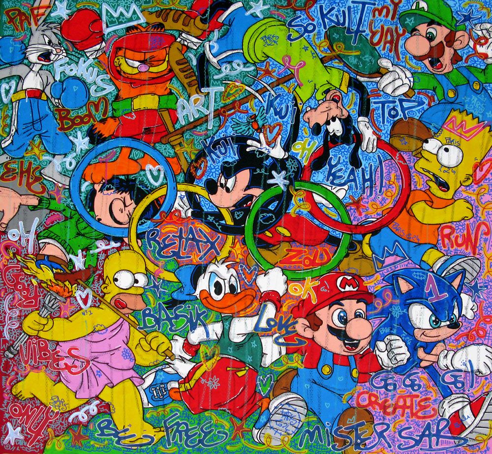 Tableau de RICO SAB a pour titre Paris 2024 style street pop art dim : RICO SABprix:1900