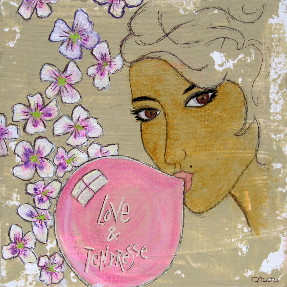 Tableau de CACOU a pour titre Love & tendresse style figuratif, graphique dim : CACOUprix:80