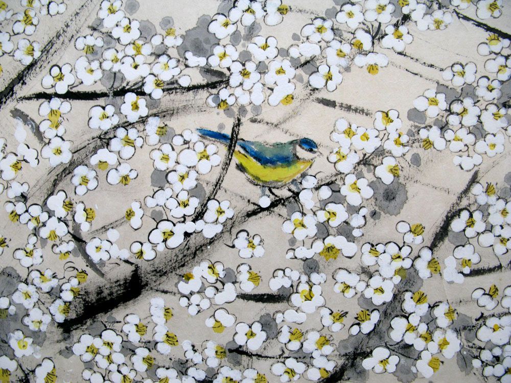 Tableau de JEONG MIN LEE a pour titre Cerisiers blancs style figuratif dim : JEONG MIN LEEprix:1400