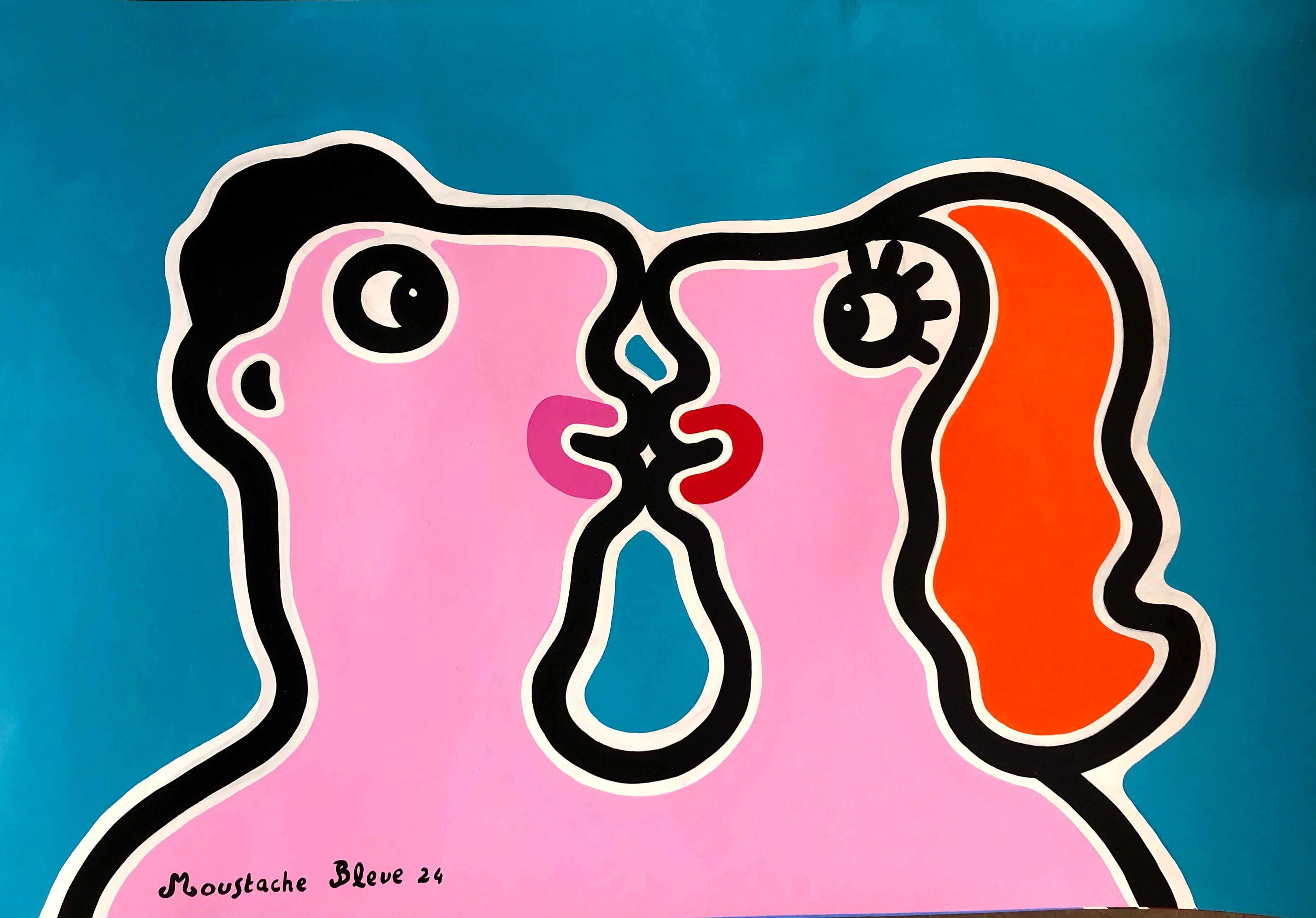 Dessin de MOUSTACHE BLEUE a pour titre Amoureux style figuratif dim : MOUSTACHE BLEUEprix:220