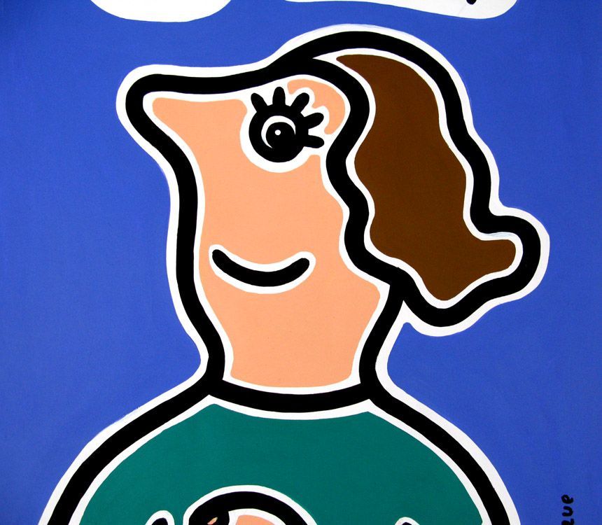 Dessin de MOUSTACHE BLEUE a pour titre Live slowly style figuratif dim : MOUSTACHE BLEUEprix:120