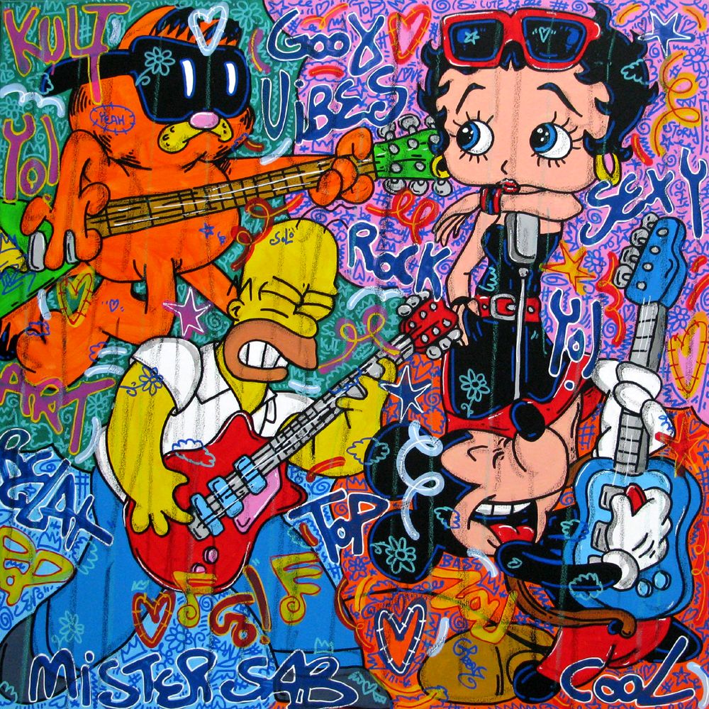 Tableau de RICO SAB a pour titre BETTY GROOVE SESSION style street pop art, street art dim : RICO SABprix:900