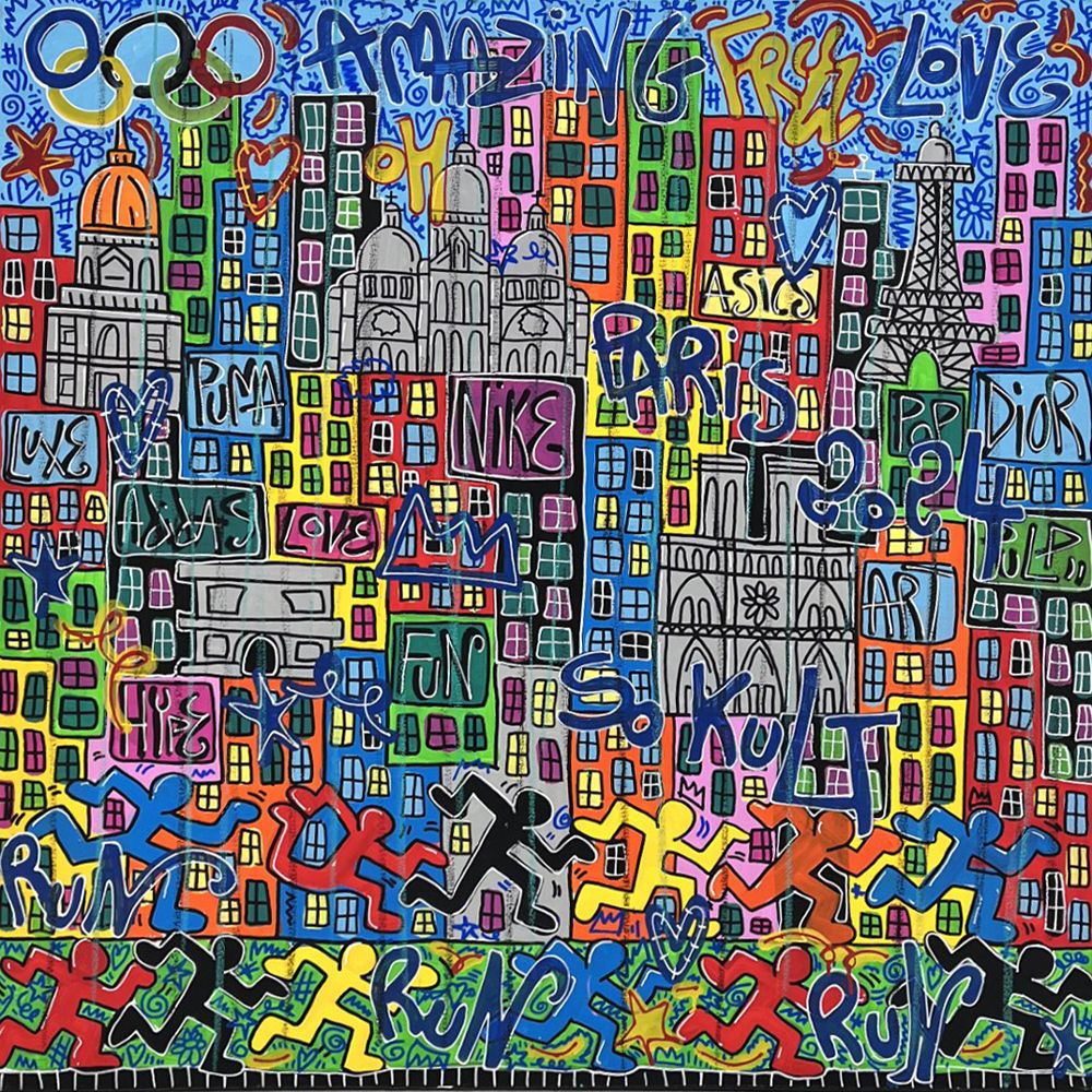 Tableau de RICO SAB a pour titre AMAZING PARIS style street pop art, street art dim : RICO SABprix:950