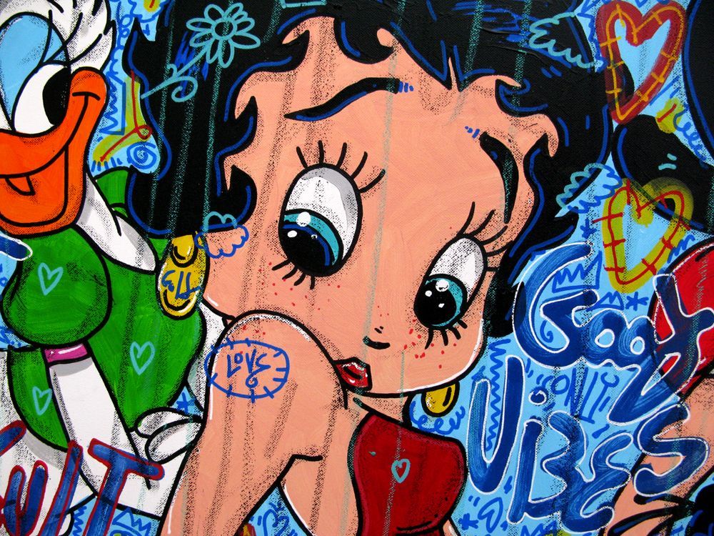 Tableau de RICO SAB a pour titre KRAZTY BETTY style street pop art, street art dim : RICO SABprix:950