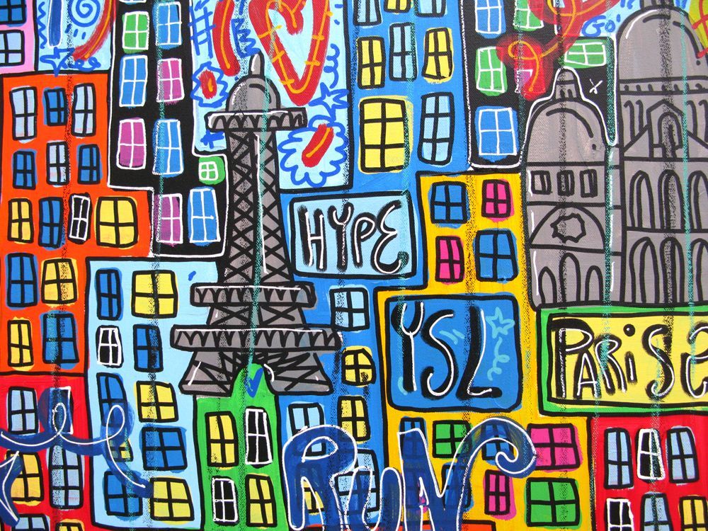 Tableau de RICO SAB a pour titre MAGIK PARIS 2024 style street pop art, street art dim : RICO SABprix:1650