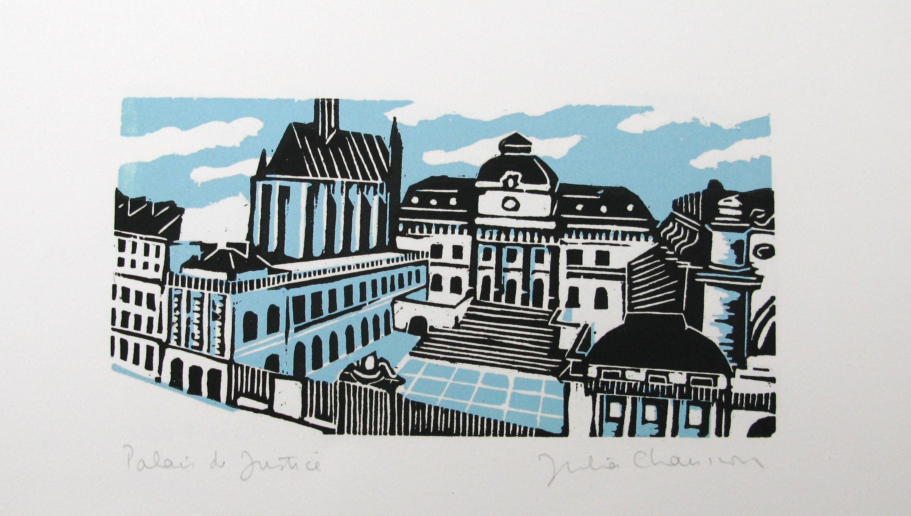 Editions d'art de JULIA CHAUSSON a pour titre Palais de Justice style figuratif dim : JULIA CHAUSSONprix:65