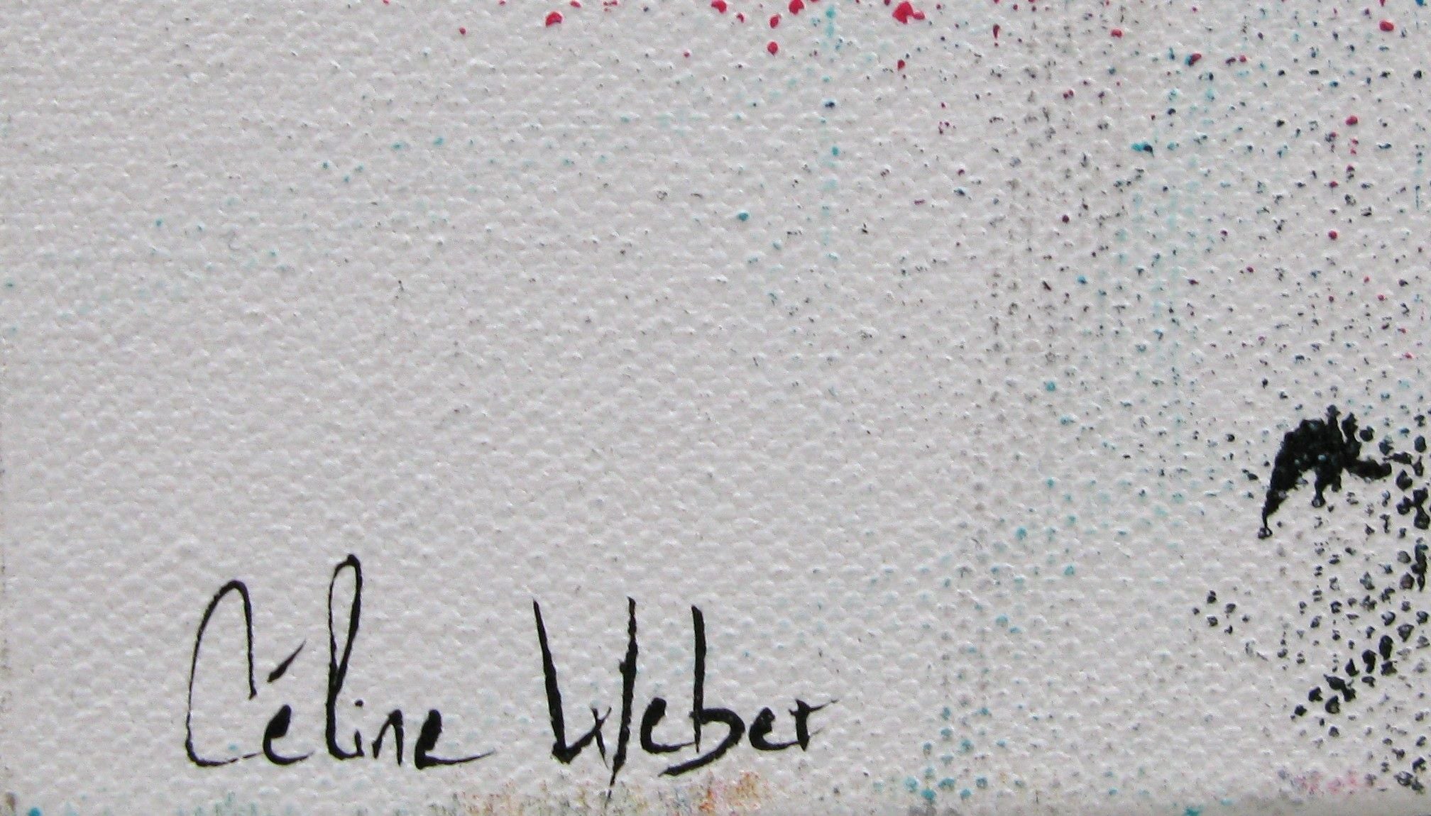 Tableau de CELINE WEBER a pour titre RUBIS ET TURQUOISE style abstrait dim : CELINE WEBERprix:900