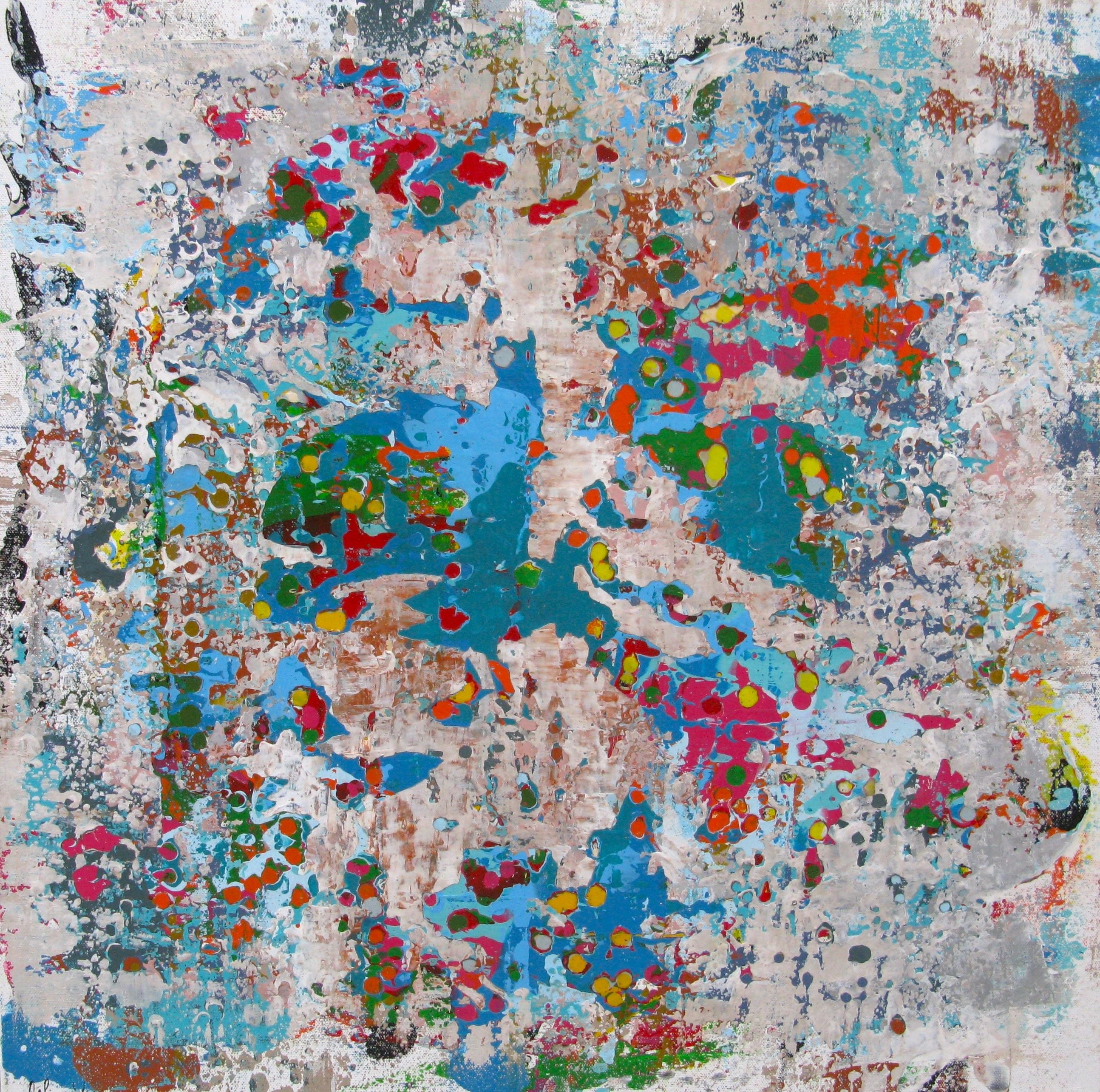 Tableau de CELINE WEBER a pour titre STONE LAGUNES style abstrait dim : CELINE WEBERprix:650