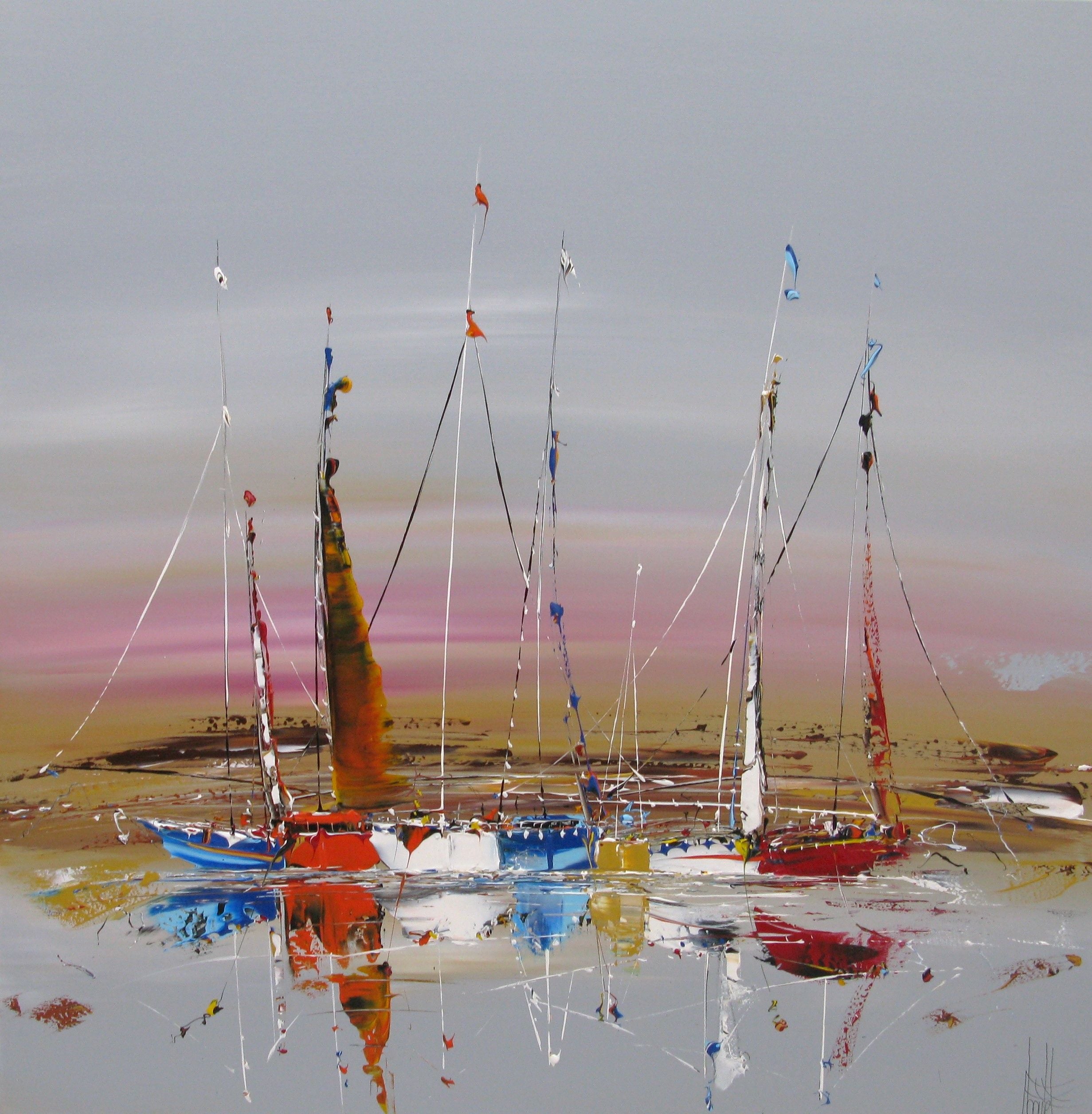 Tableau de F. BOUTET a pour titre MARINE ABSTRAITE 70 style figuratif dim : F. BOUTETprix:1200
