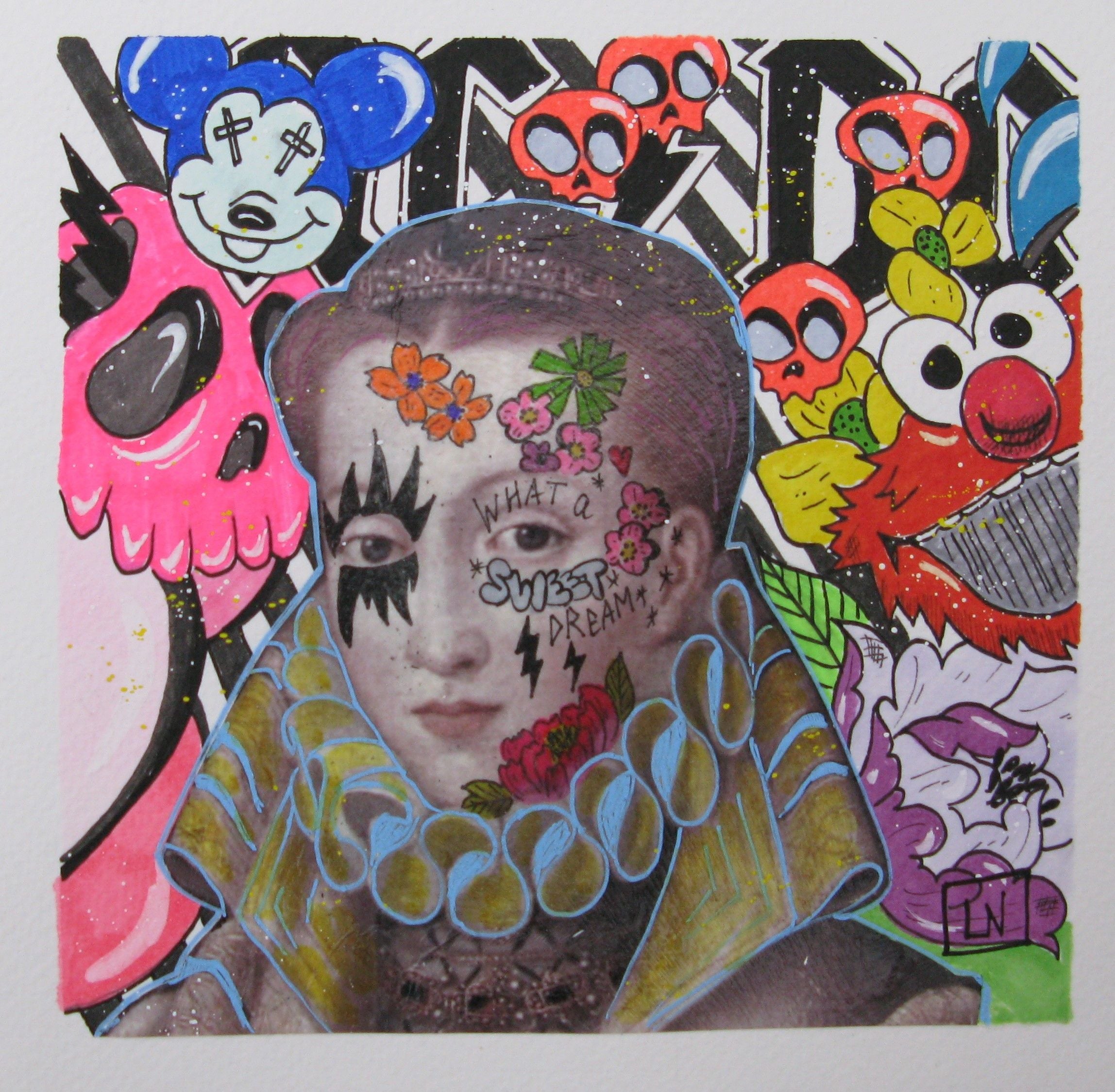 Dessin de LN LE PAPE a pour titre What a sweet dream style street pop art dim : LN LE PAPEprix:50