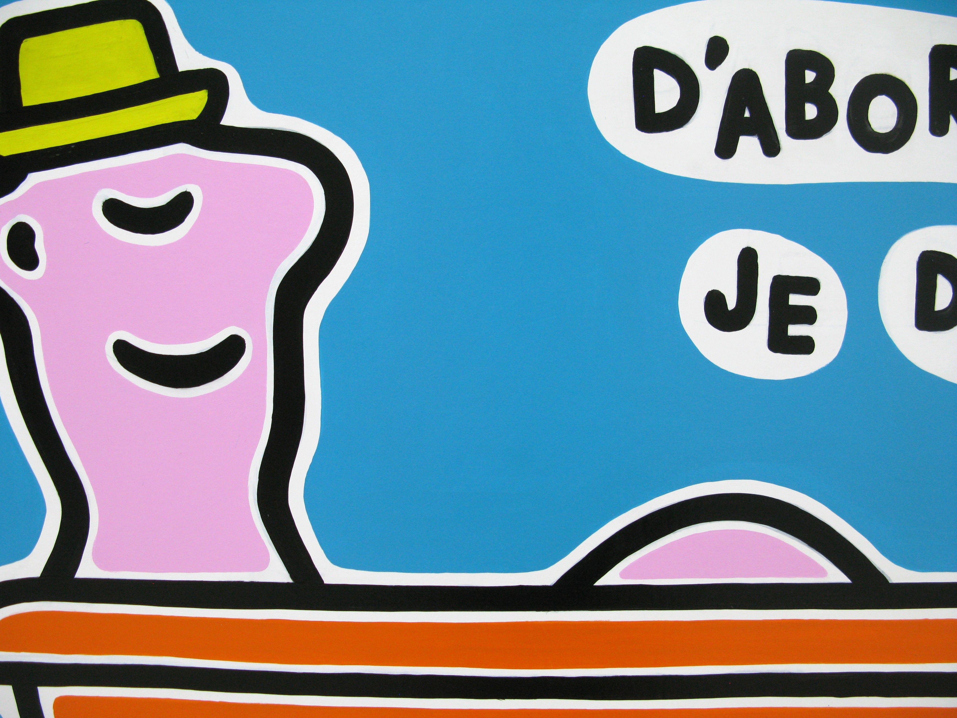 Tableau de MOUSTACHE BLEUE a pour titre D'abord je dors style figuratif dim : MOUSTACHE BLEUEprix:850