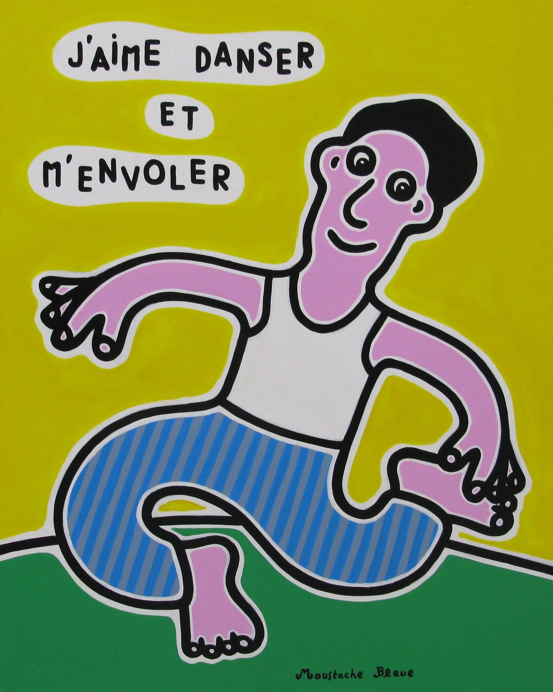 Tableau de MOUSTACHE BLEUE a pour titre J'aime danser et m'envoler style figuratif dim : MOUSTACHE BLEUEprix:850
