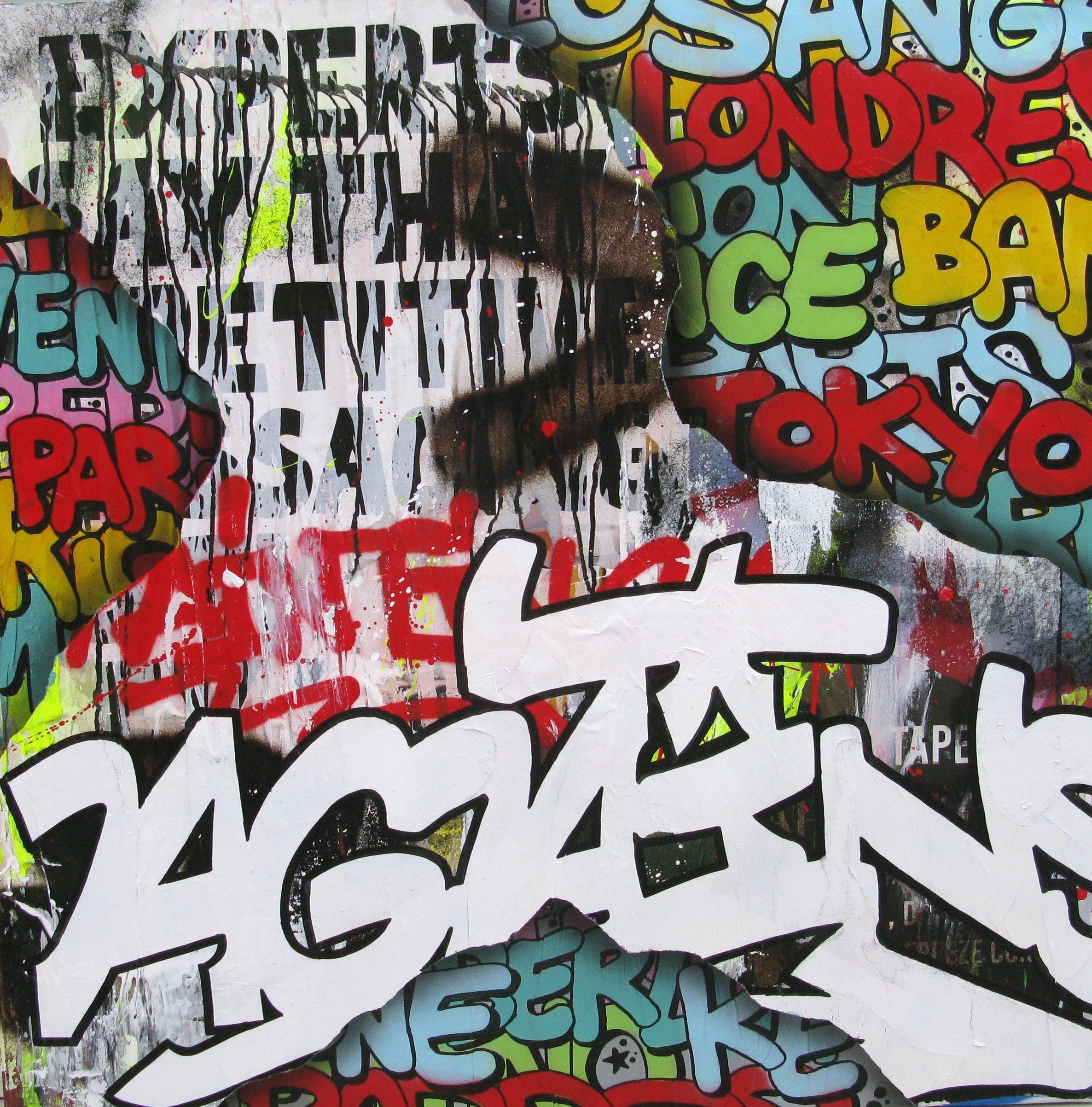 Tableau de KENY a pour titre Fight the power style graffiti, street art dim : KENYprix:800