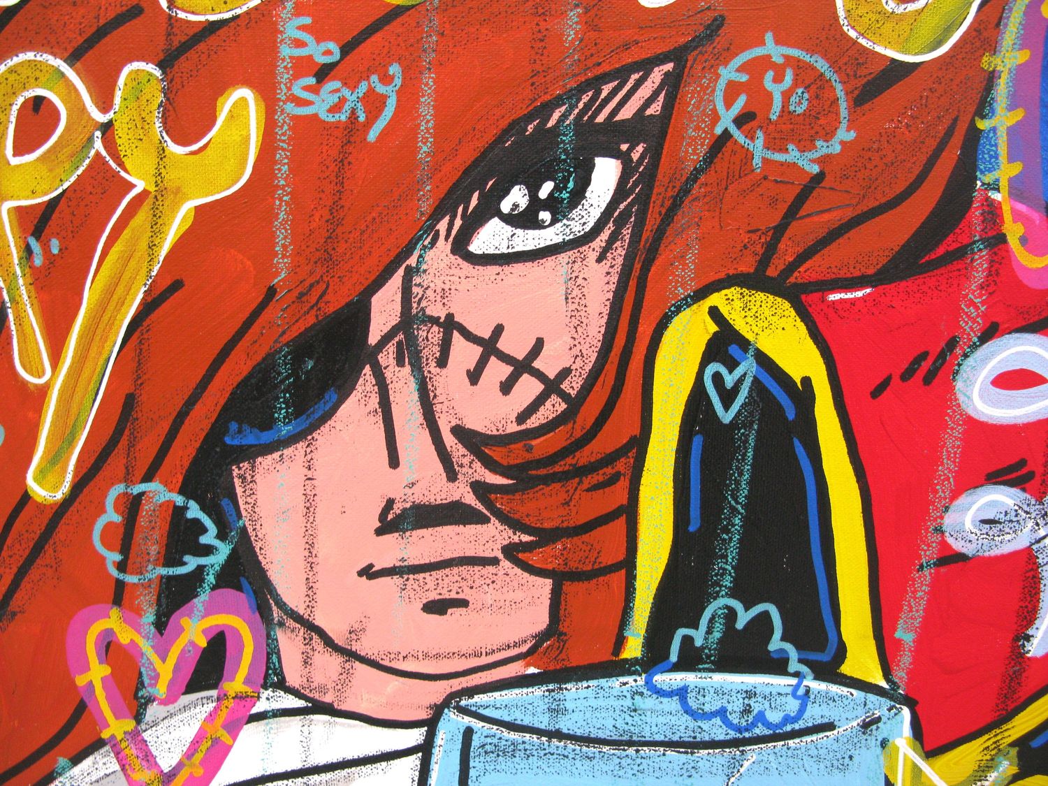 Tableau de RICO SAB a pour titre makes you happy style street pop art, street art dim : RICO SABprix:290
