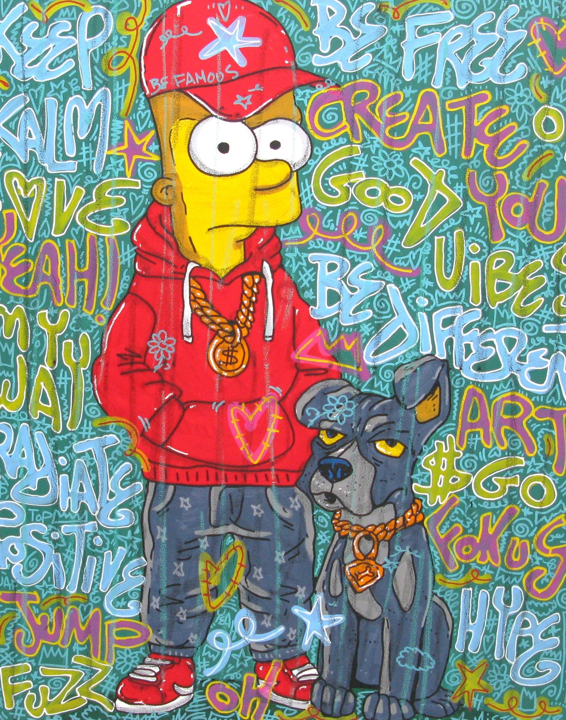 Tableau de RICO SAB a pour titre Be famous style street pop art, street art dim : RICO SABprix:800