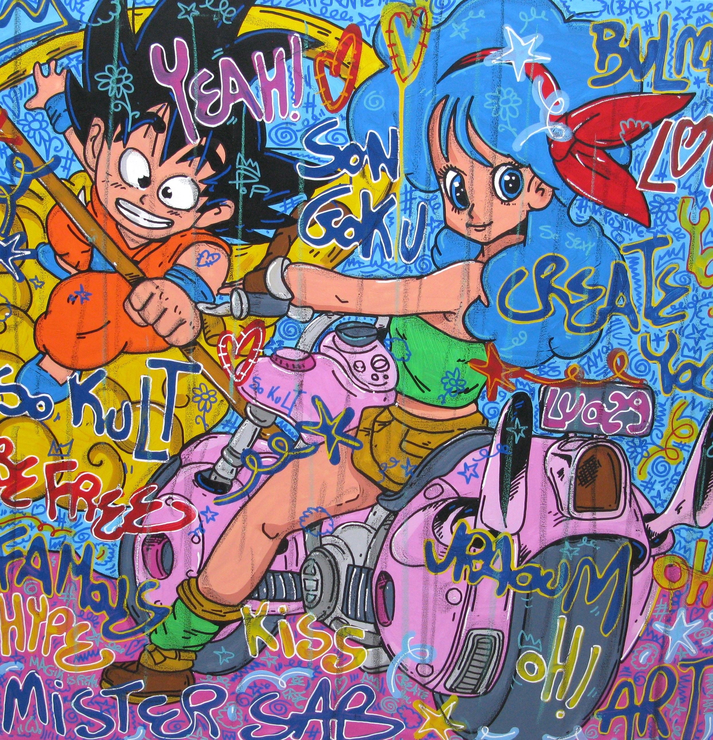 Tableau de RICO SAB a pour titre Hey Bulma style street pop art, street art dim : RICO SABprix:950
