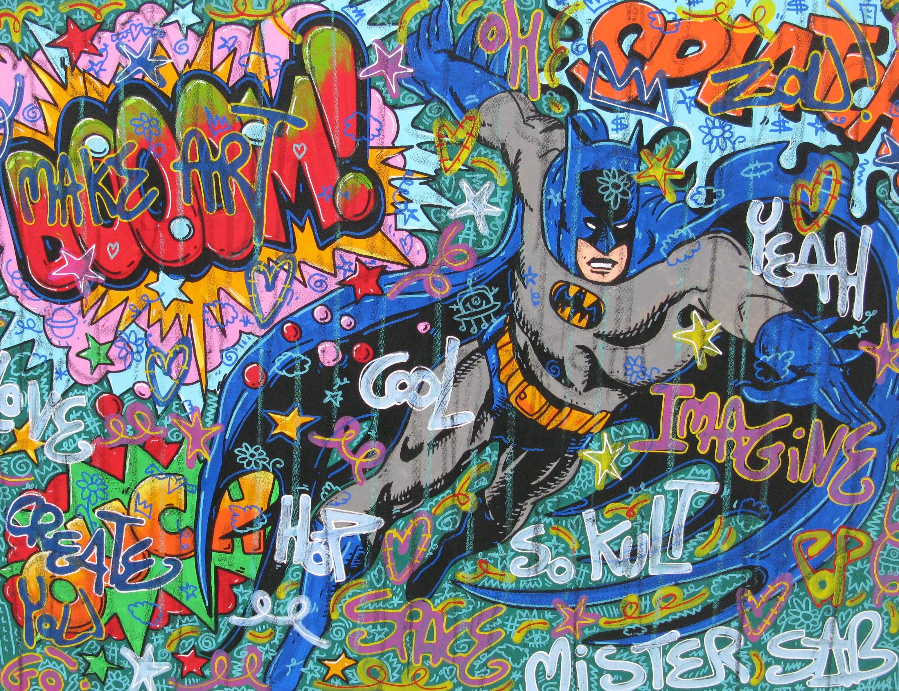Tableau de RICO SAB a pour titre Yo Batman style street pop art, street art dim : RICO SABprix:1350