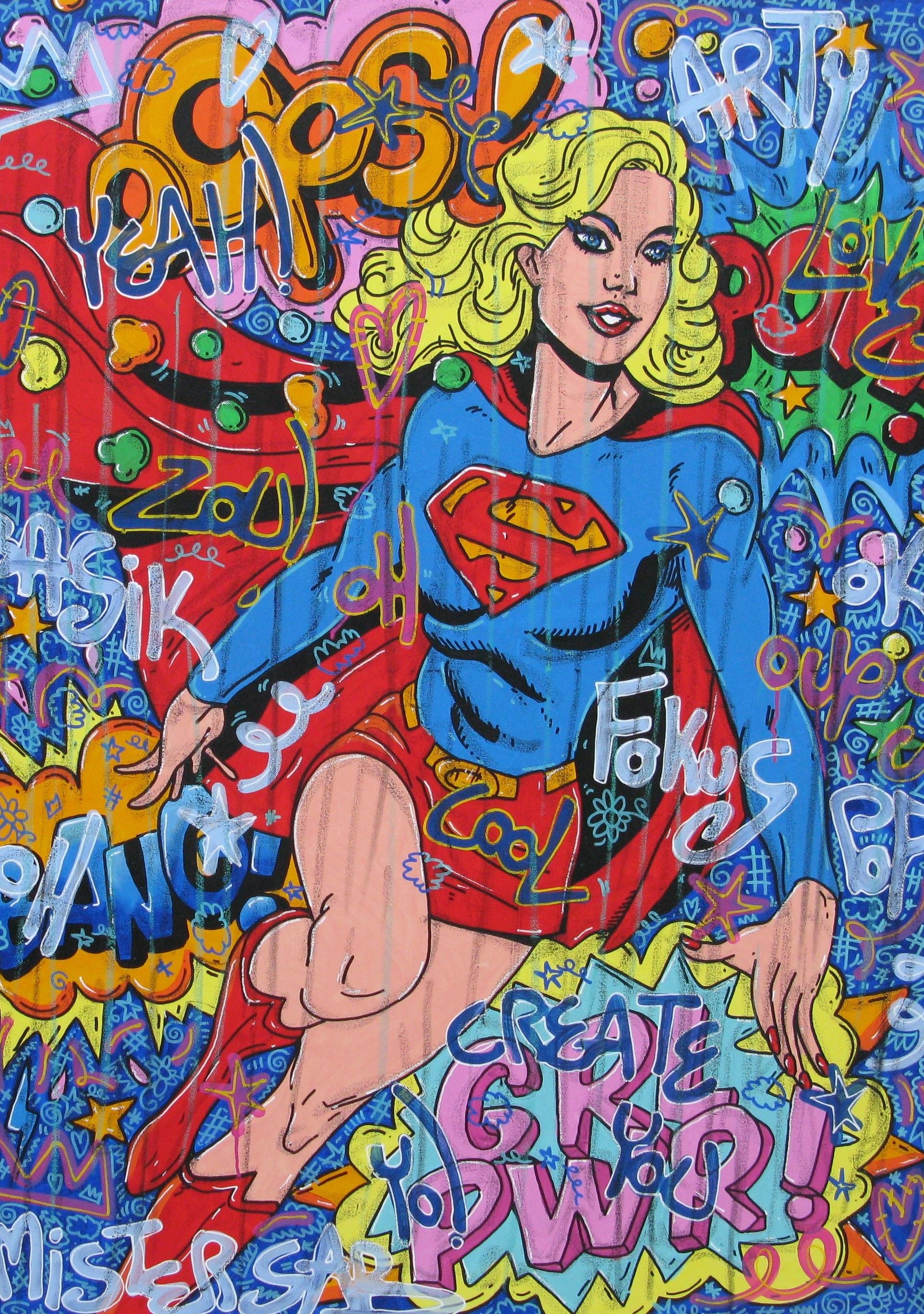 Tableau de RICO SAB a pour titre Supergirl style street pop art, street art dim : RICO SABprix:1350