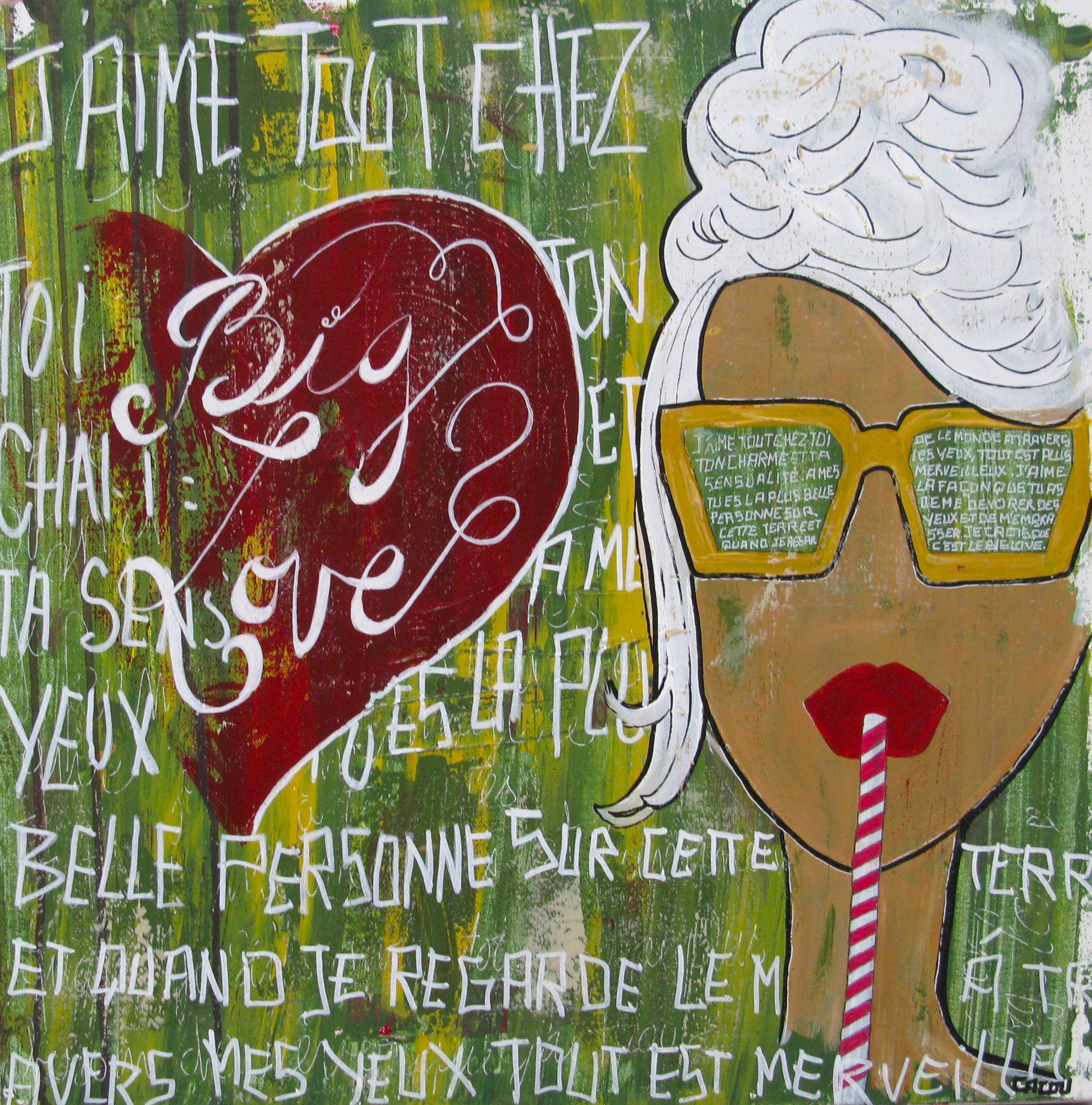 Tableau de CACOU a pour titre BIG LOVE style graphique dim : CACOUprix:360