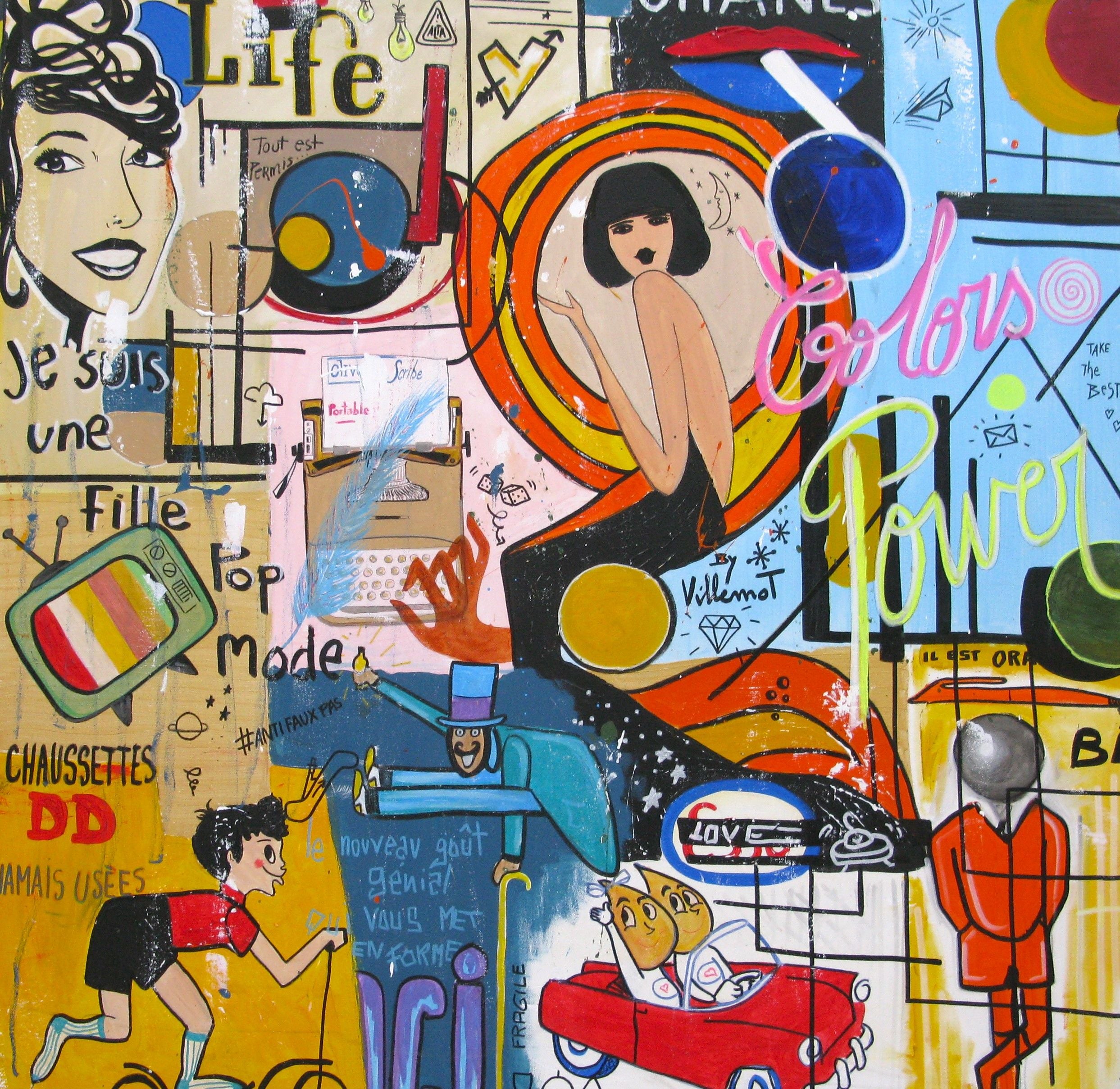 Tableau de CACOU a pour titre COLORS POWER style graphique dim : CACOUprix:850