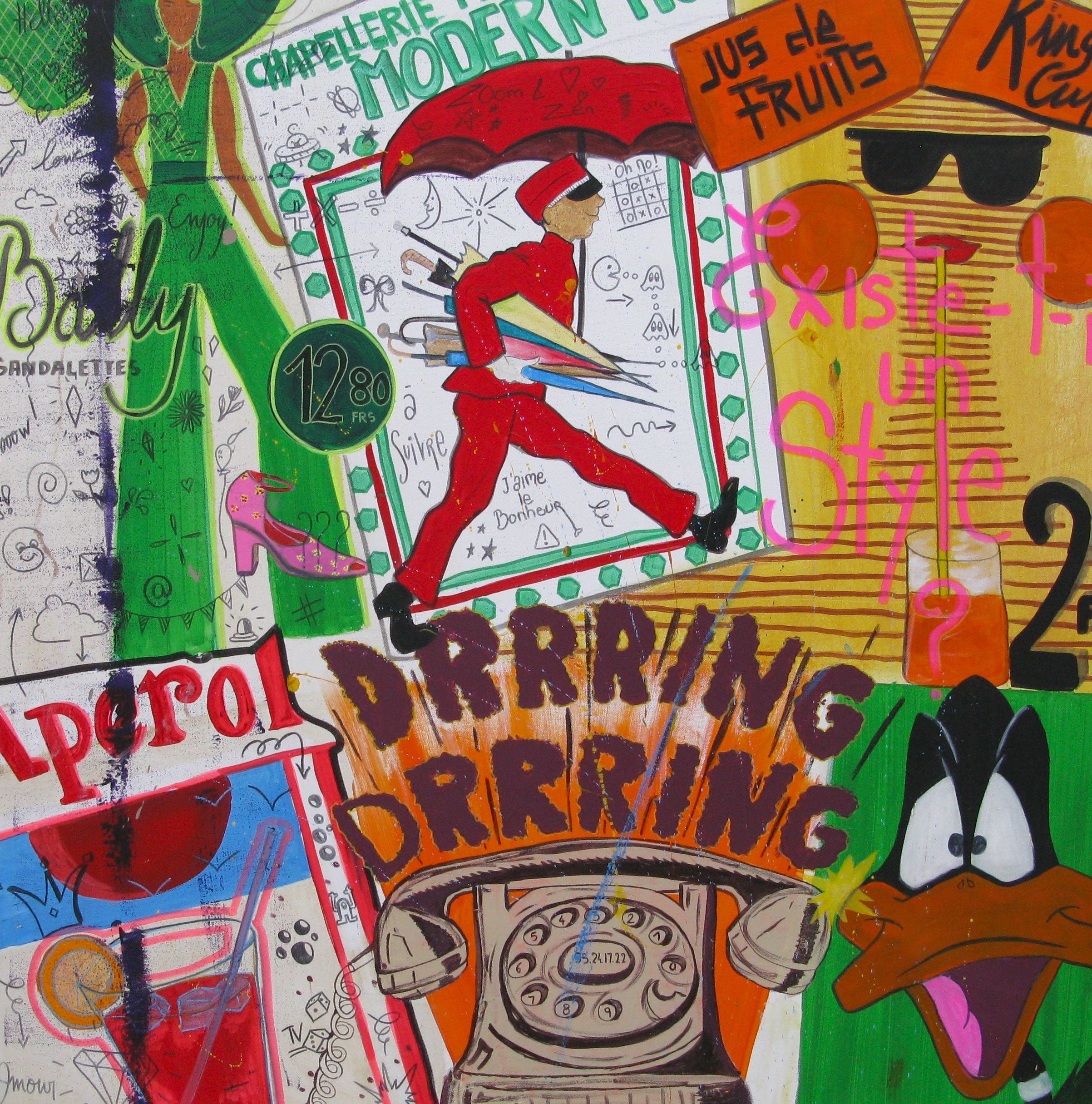Tableau de CACOU a pour titre DRRRING style graphique dim : CACOUprix:850