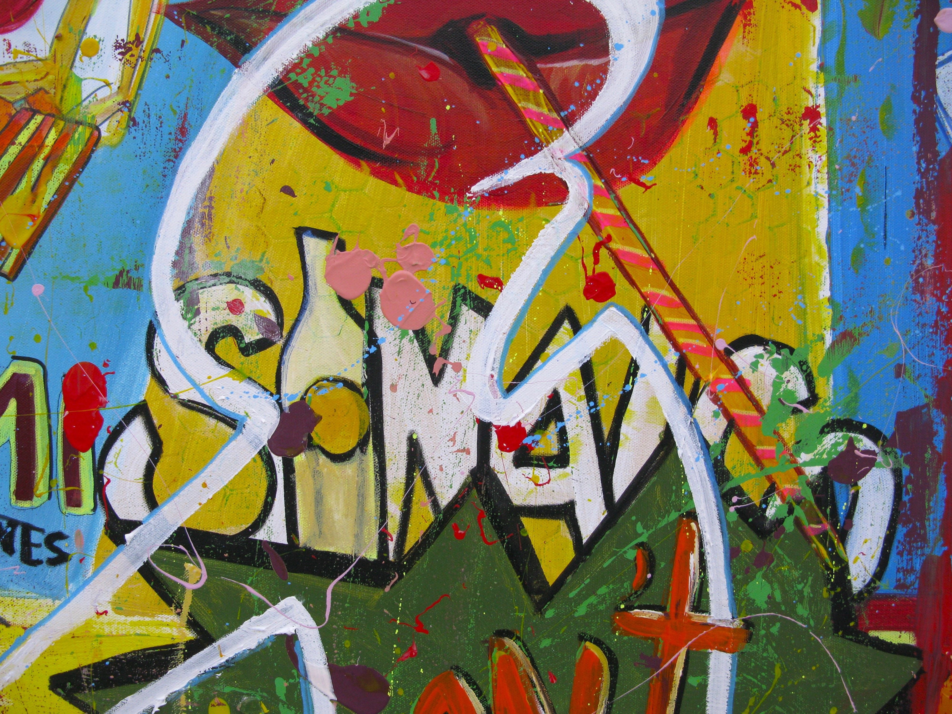 Tableau de CACOU a pour titre DON'T PANIC style graphique dim : CACOUprix:850