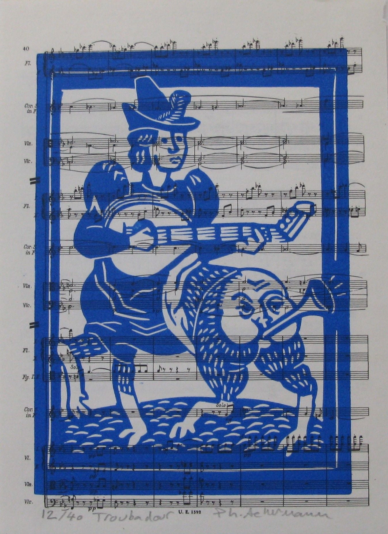 Editions d'art de PHILIPPE ACHERMANN a pour titre TROUBADOUR Partitions style figuratif dim : PHILIPPE ACHERMANNprix:35
