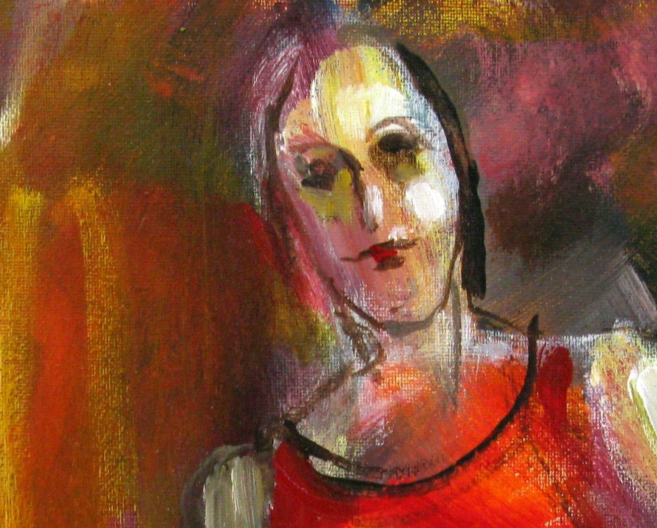 Tableau de IVAN TZONEV a pour titre La robe rouge style figuratif dim : IVAN TZONEVprix:160