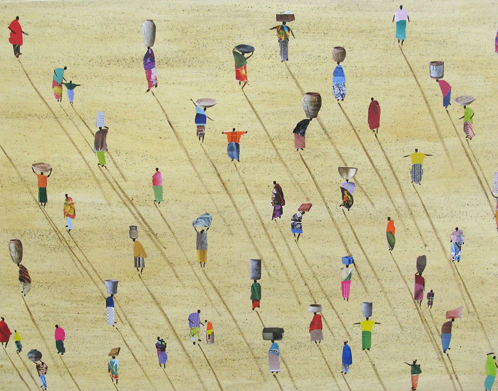 Tableau de MARCOS ZRIHEN NOWOTNY a pour titre Market in Sénégal style figuratif dim : MARCOS ZRIHEN NOWOTNYprix:1000