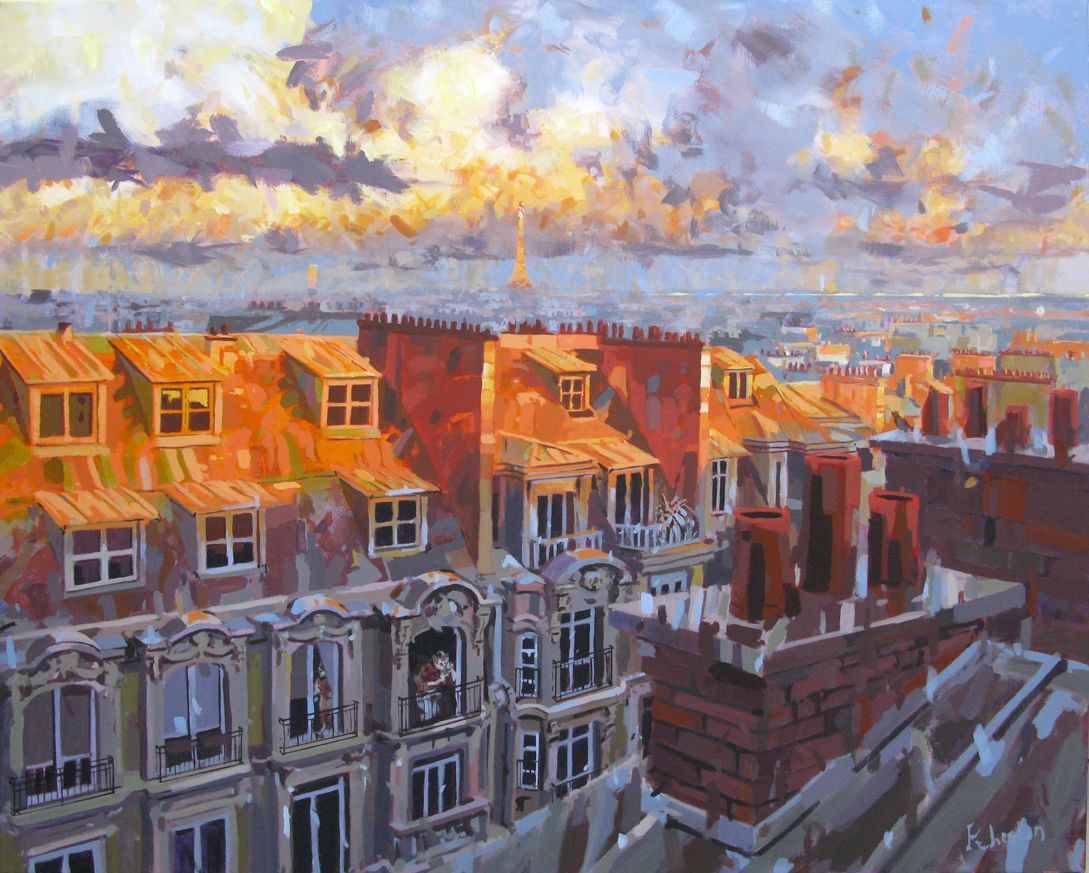 Tableau de HEATON RUDYARD a pour titre Soleil sur la tour eiffel style figuratif dim : HEATON RUDYARDprix:1800