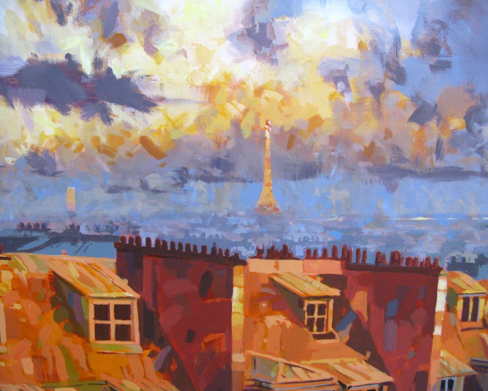 Tableau de HEATON RUDYARD a pour titre Soleil sur la tour eiffel style figuratif dim : HEATON RUDYARDprix:1800