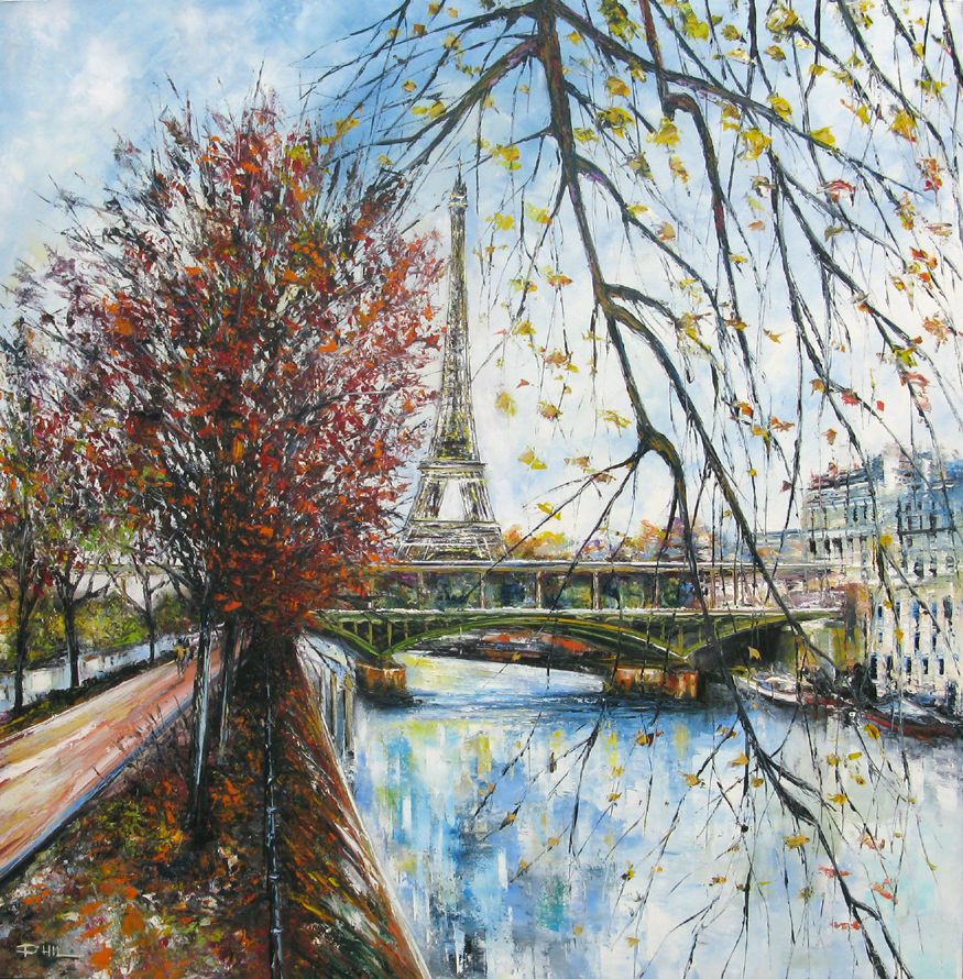 Tableau de PHIL a pour titre Vue pont Bir Hakeim style no dim : PHILprix:850