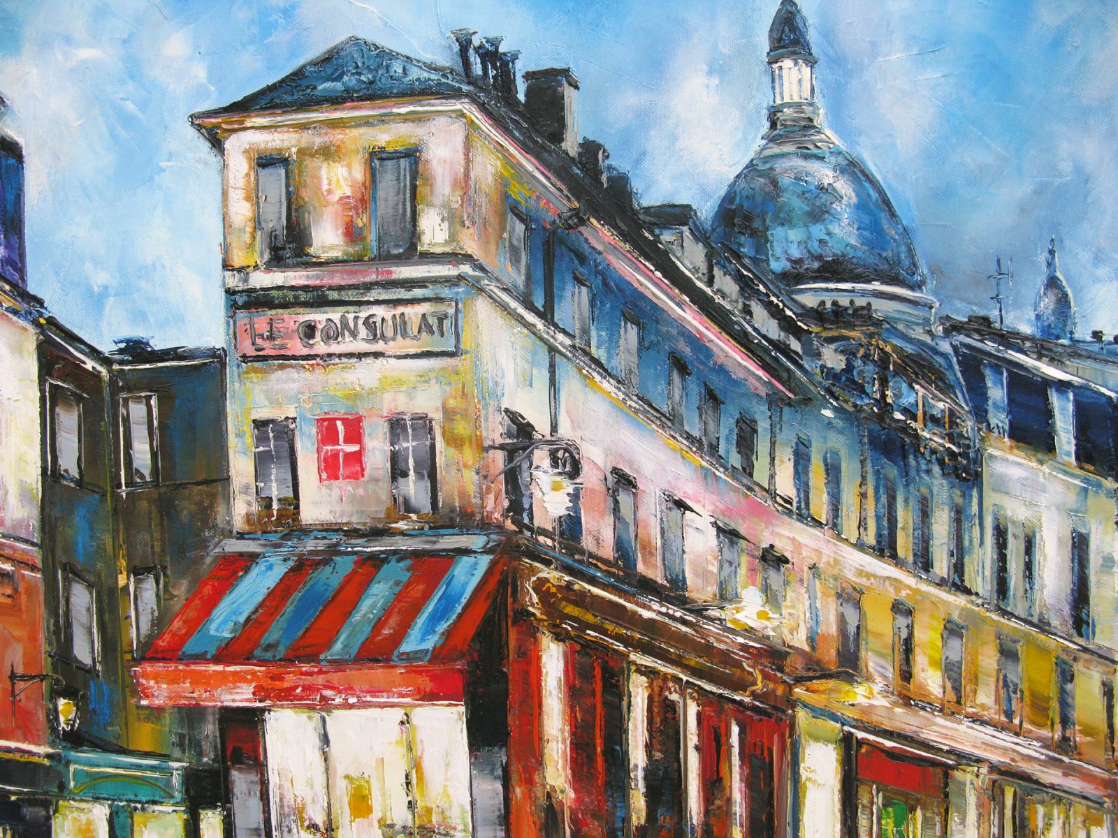 Tableau de PHIL a pour titre Rue Norvins, Montmartre, Paris style figuratif dim : PHILprix:850