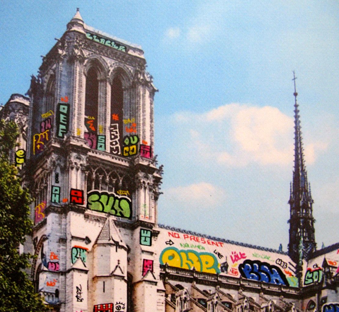 Editions d'art de BLACH a pour titre Paris Notre Dame Pont du Double style graffiti, street pop art dim : BLACHprix:80