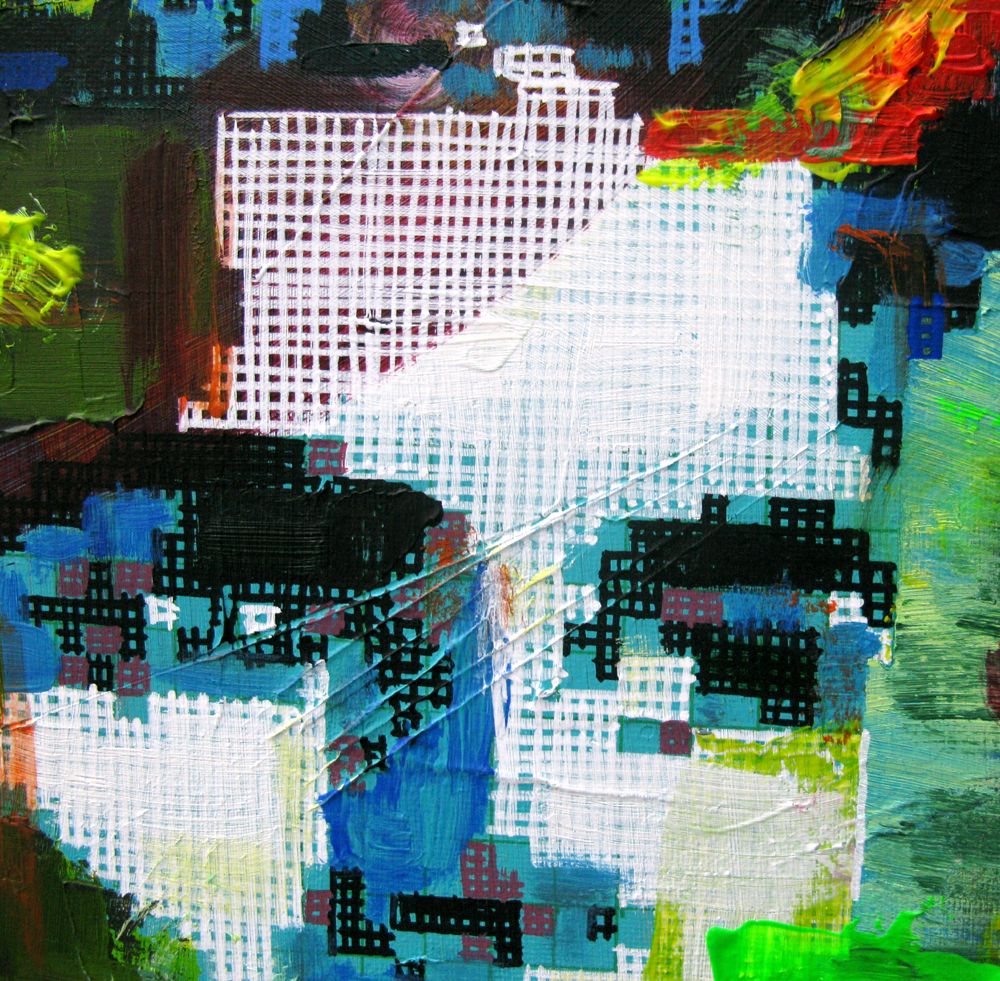 Tableau de NICOLAS JESBAC a pour titre Réappropriation Humaine-Visage de ville 1 style street art dim : NICOLAS JESBACprix:280