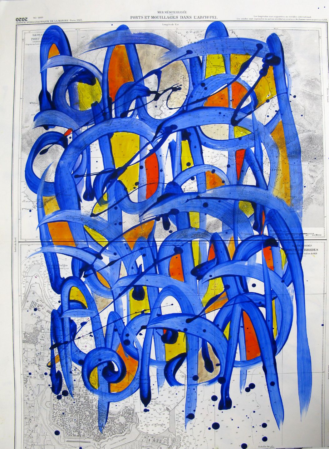 Dessin de STEPHANE RIME a pour titre Papier noname carte maritime n°A22 style abstrait dim : STEPHANE RIMEprix:180