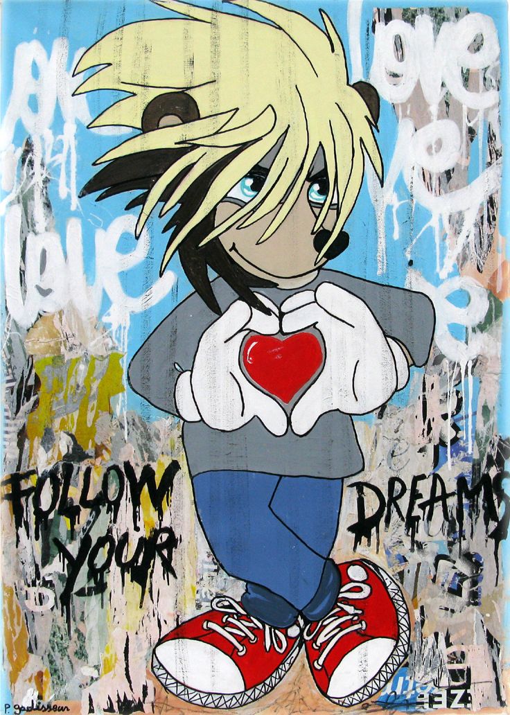 Tableau de PATRICIA GADISSEUR a pour titre Arnaud le hérisson style graffiti, street pop art dim : PATRICIA GADISSEURprix:400