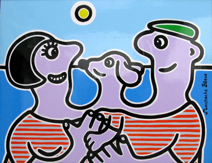 Tableau de MOUSTACHE BLEUE a pour titre Sans titre style figuratif dim : MOUSTACHE BLEUEprix:750
