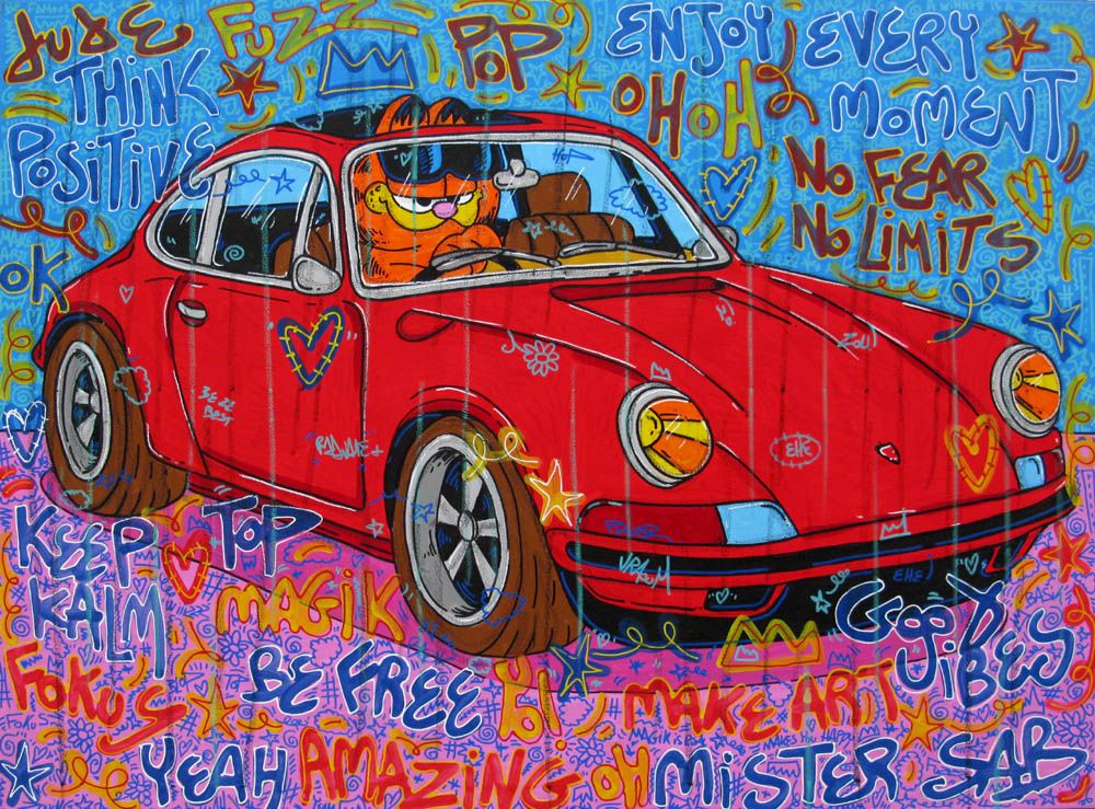 Tableau de RICO SAB a pour titre In a Porsche style style street pop art, street art dim : RICO SABprix:1350