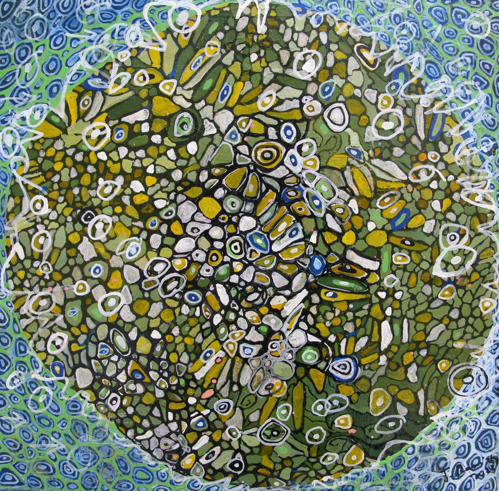 Tableau de JAVIER RAMIREZ a pour titre MICROCOSME 9 style abstrait dim : JAVIER RAMIREZprix: