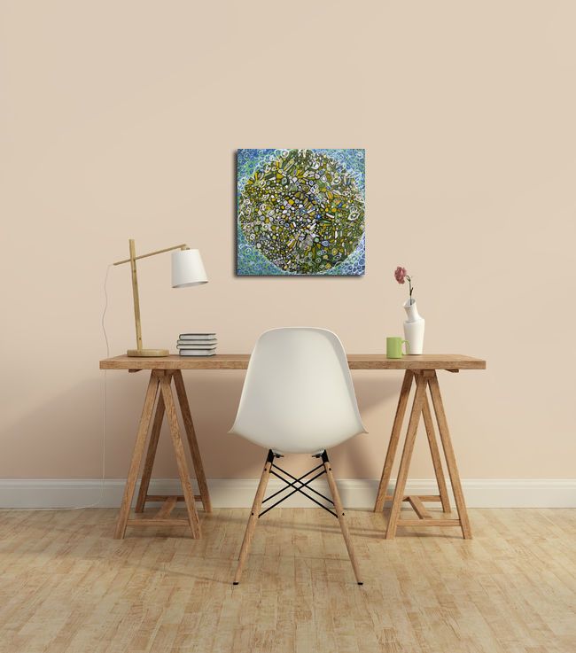 Tableau de JAVIER RAMIREZ a pour titre MICROCOSME 9 style abstrait dim : JAVIER RAMIREZprix: