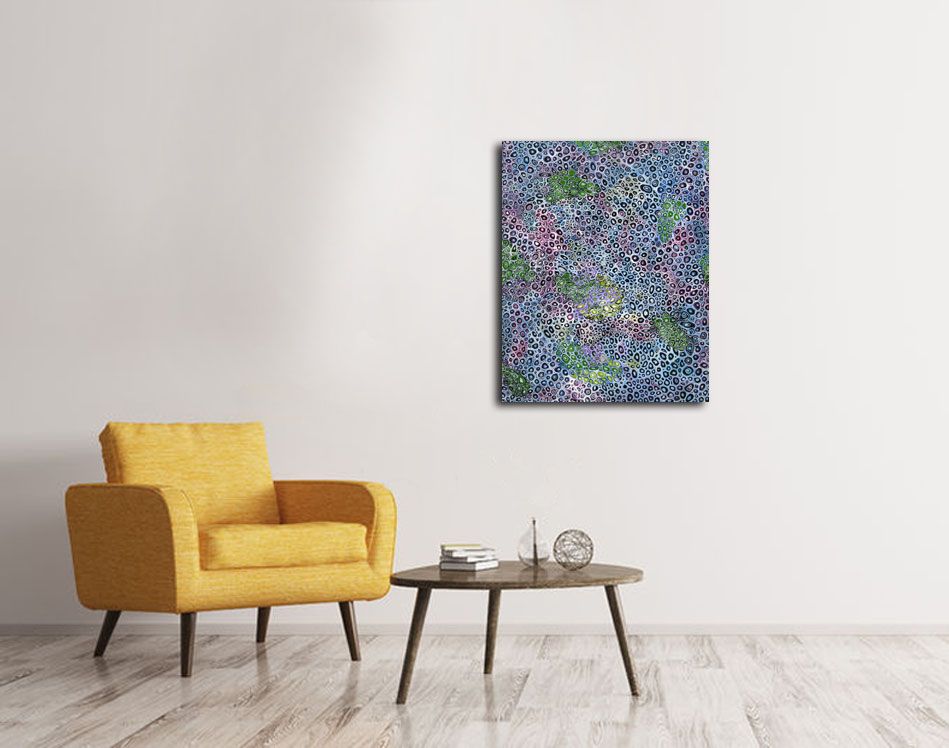 Tableau de JAVIER RAMIREZ a pour titre MICROCOSMES 18 style abstrait dim : JAVIER RAMIREZprix: