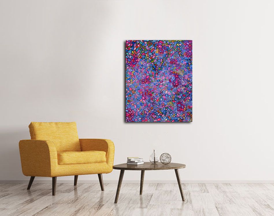 Tableau de JAVIER RAMIREZ a pour titre MICROCOSMES 14 style abstrait dim : JAVIER RAMIREZprix: