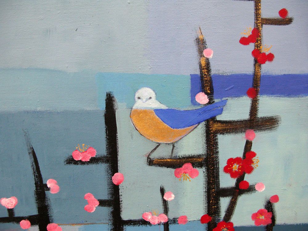 Tableau de JEONG MIN LEE a pour titre MESANGE BLEUE DANS LES BRANCHAGES style figuratif dim : JEONG MIN LEEprix: