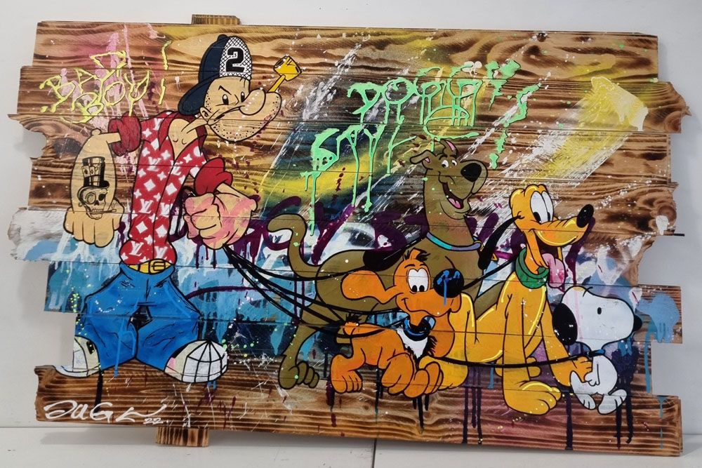 Tableau de JUG a pour titre DOGGY STYLE style street pop art dim : JUGprix:950