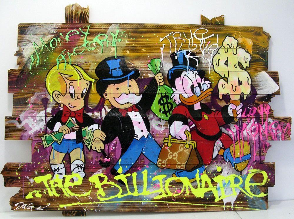 Tableau de JUG a pour titre THE BILLIONAIRE style street pop art dim : JUGprix:900